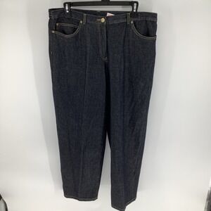 Ruby Rd Petite Womens 14P Blue Metallic Stretch Denim Jeans